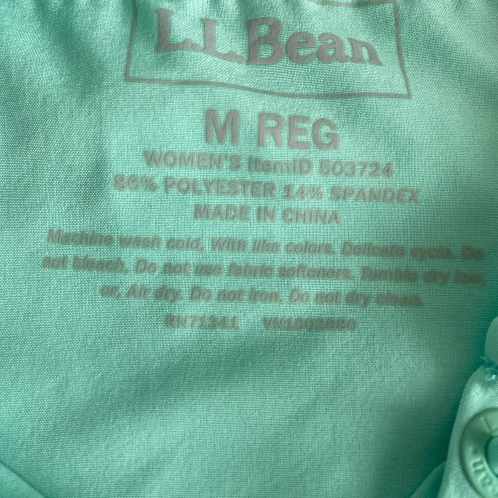 LL Bean Women Pastel Green Hooded Long Tunic Shirt Medium Lightweight‎ GorpeCore - Picture 8 of 11